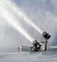 Snow guns create snow through pumping water and air through high pressure - consuming lots of energy